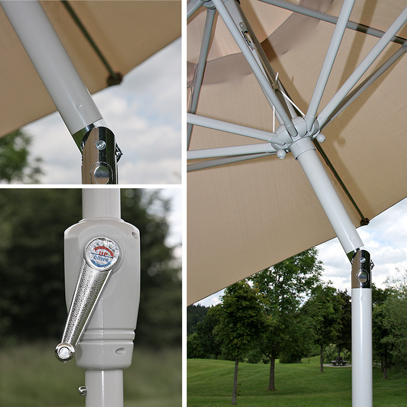 Parasol en aluminium N19, 300 cm, inclinable, inoxydable - crème