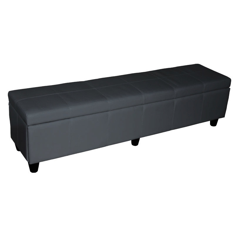 Banc banquette Kriens XXL, 180x45x45cm, cuir reconstitué, gris