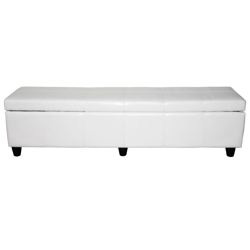 Banc banquette Kriens XXL, 180x45x45cm, cuir reconstitué, blanc