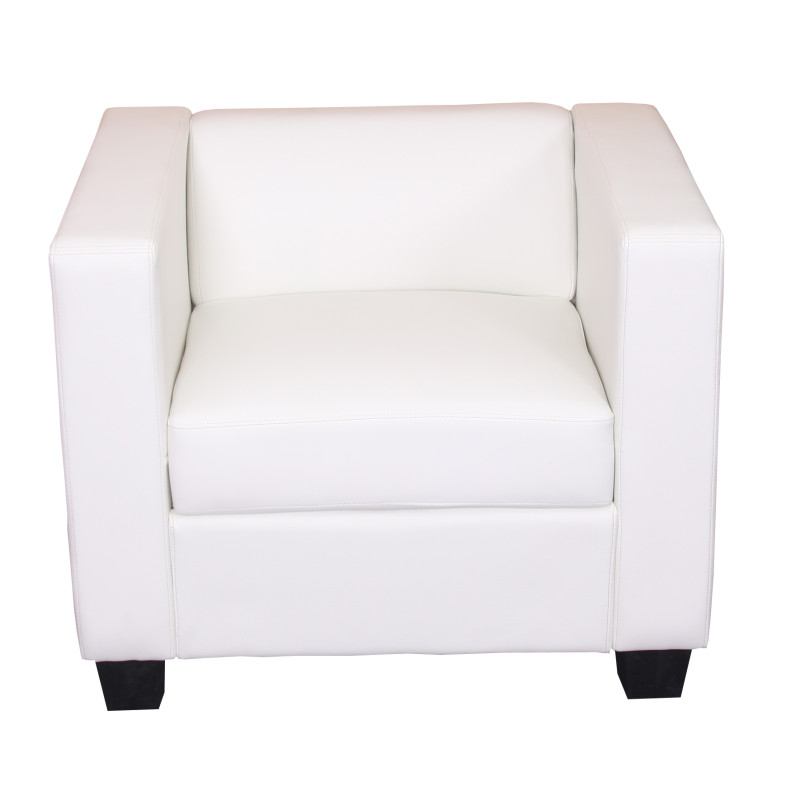 Fauteuil Club / Lounge Lille, 86x75x70cm, simili-cuir, blanc