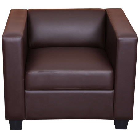 Fauteuil Club / Lounge Lille, 86x75x70cm, simili-cuir, café