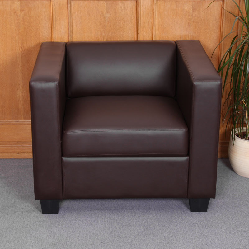 Fauteuil Club / Lounge Lille, 86x75x70cm, simili-cuir, café