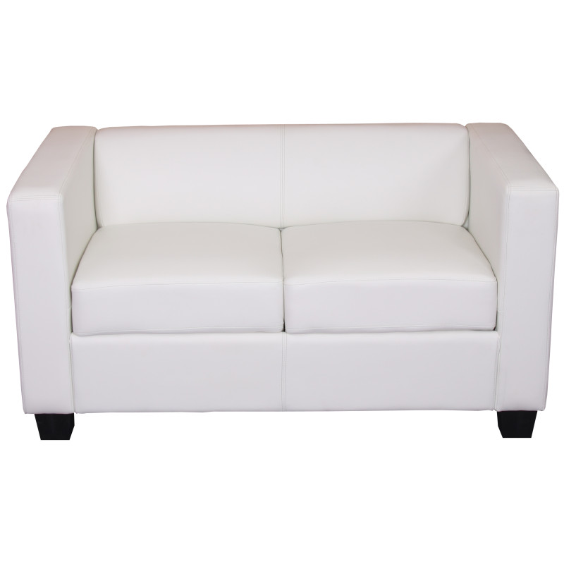 Canapé / sofa Lille, 2 places, 137x75x70cm, simili-cuir, blanc