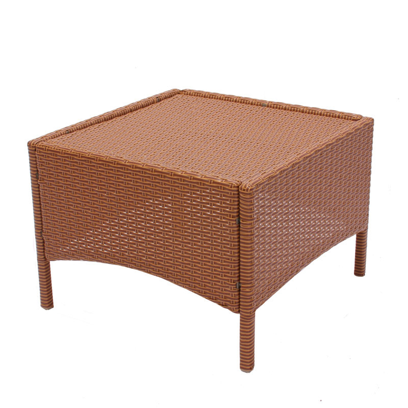 Table de jardin M19, polyrotin, carrée, 58x58x42cm, brun rouge