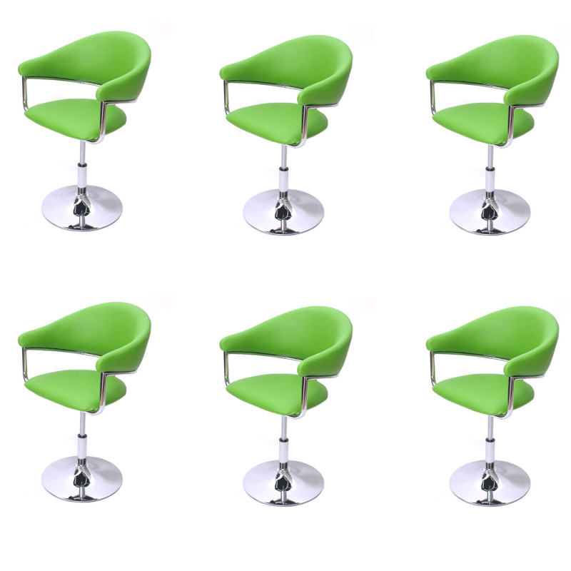 Lot de 6 chaises de séjour COMO, réglable en hauteur, simili-cuir, vert