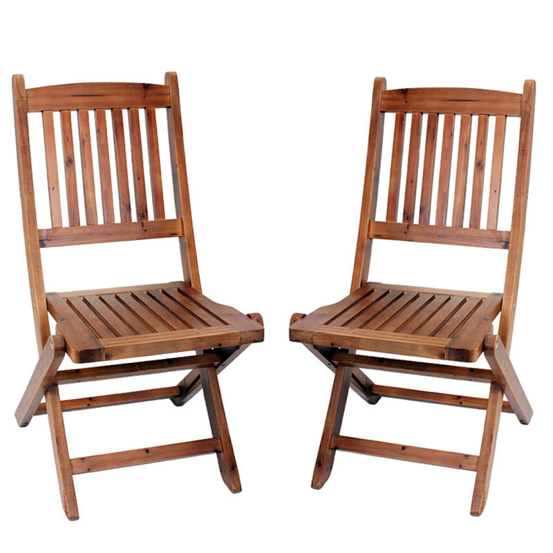 Lot de 2 chaises de jardin N12, pliantes, bois de teck, 47x60x91cm