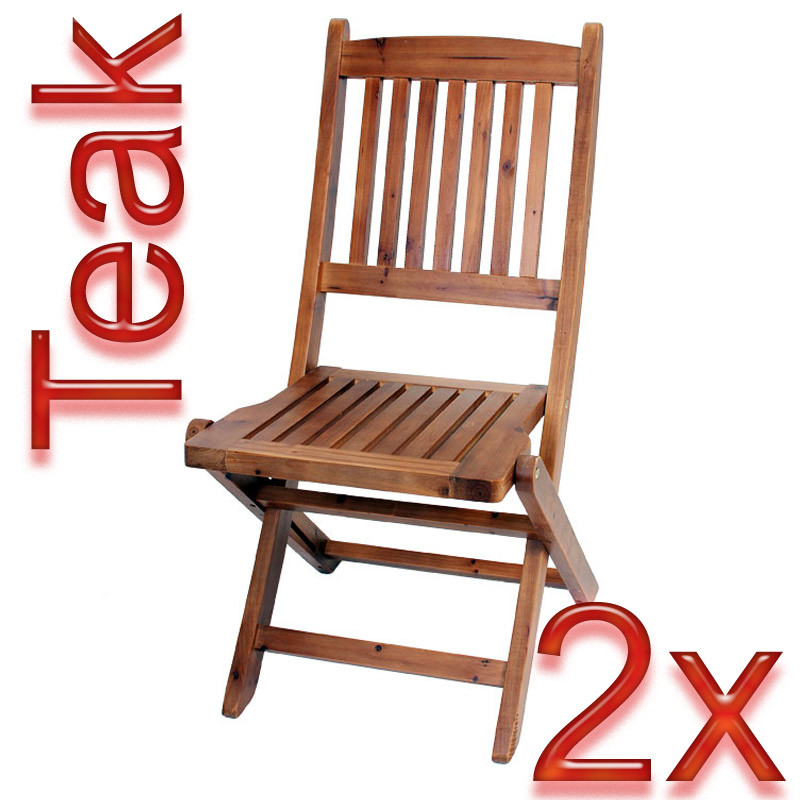 Lot de 2 chaises de jardin N12, pliantes, bois de teck, 47x60x91cm