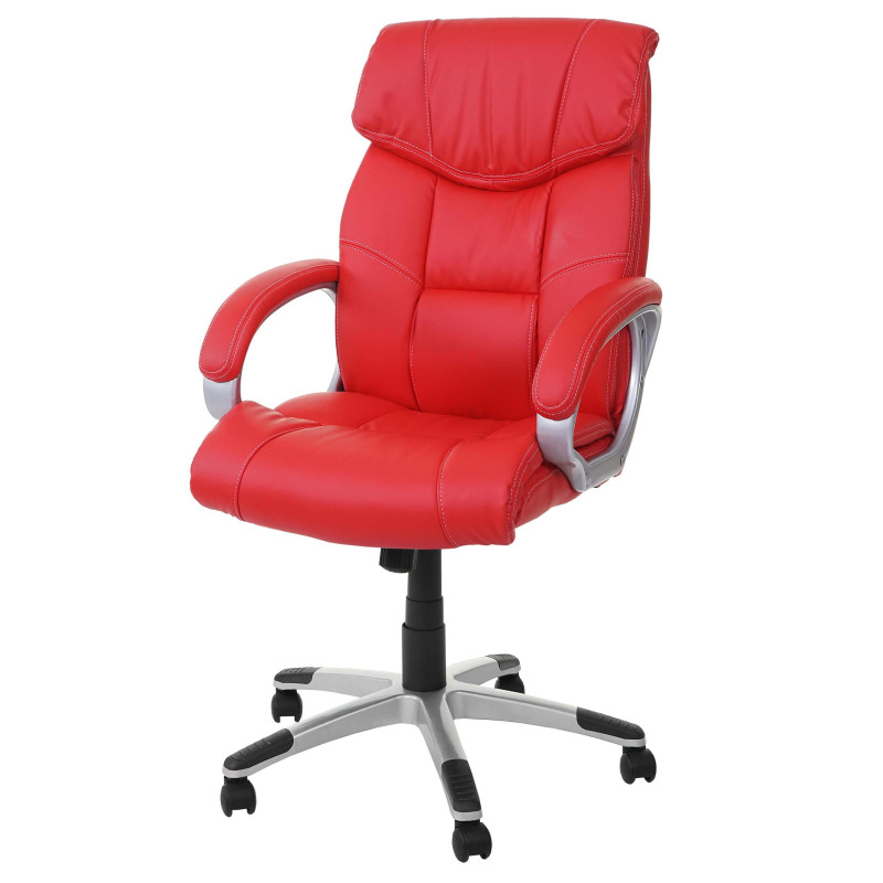 Fauteuil/siège de bureau M61, classique, similicuir, rouge