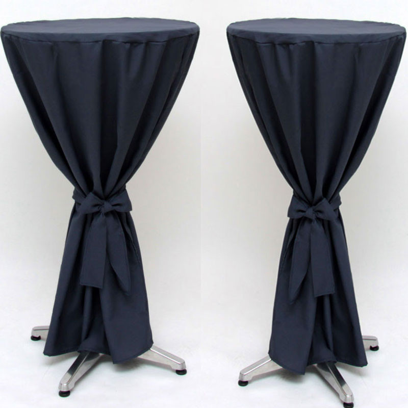2x Housse de table avec ruban 112cm, Ø60cm, anthracite