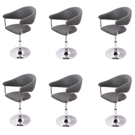 Lot de 6 chaises de séjour COMO, réglable en hauteur, simili-cuir, gris