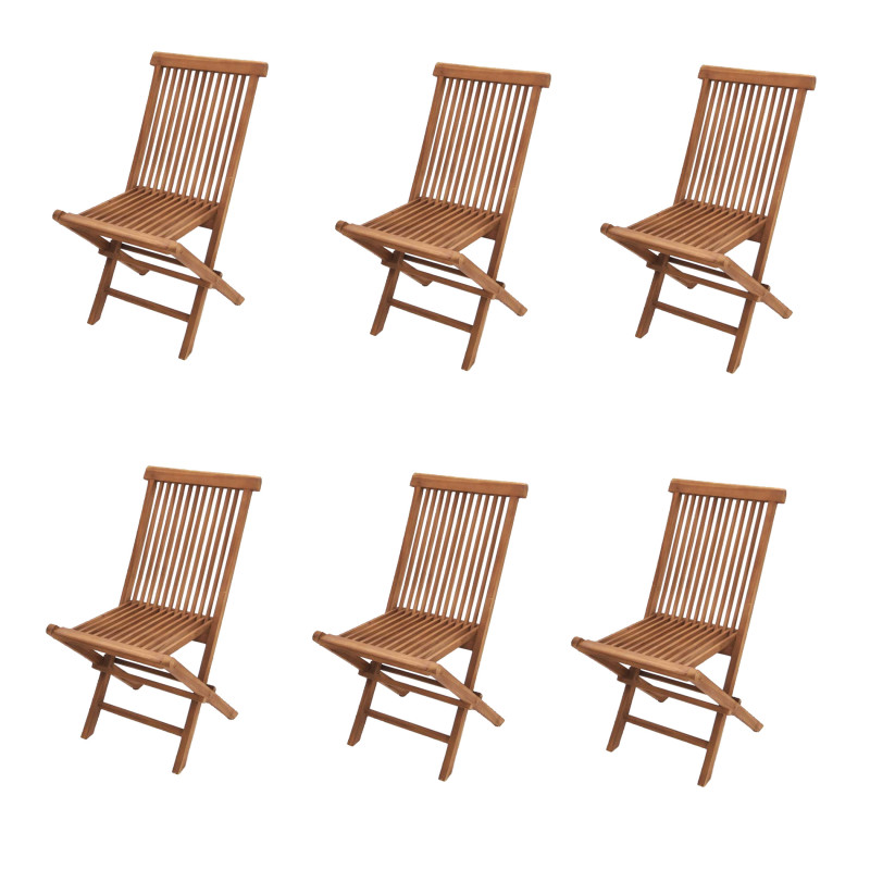 Lot de 6 chaises de jardin Modena, pliantes, bois de teck, 45x62x90cm