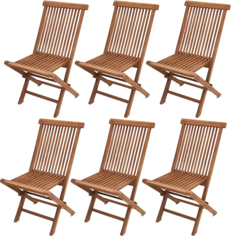 Lot de 6 chaises de jardin Modena, pliantes, bois de teck, 45x62x90cm