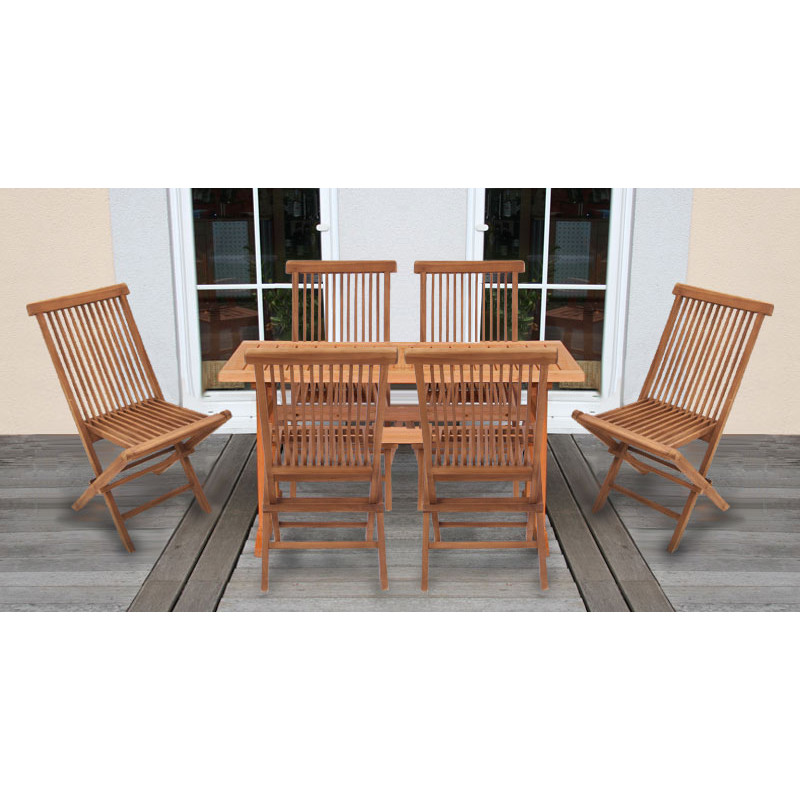 Lot de 6 chaises de jardin Modena, pliantes, bois de teck, 45x62x90cm