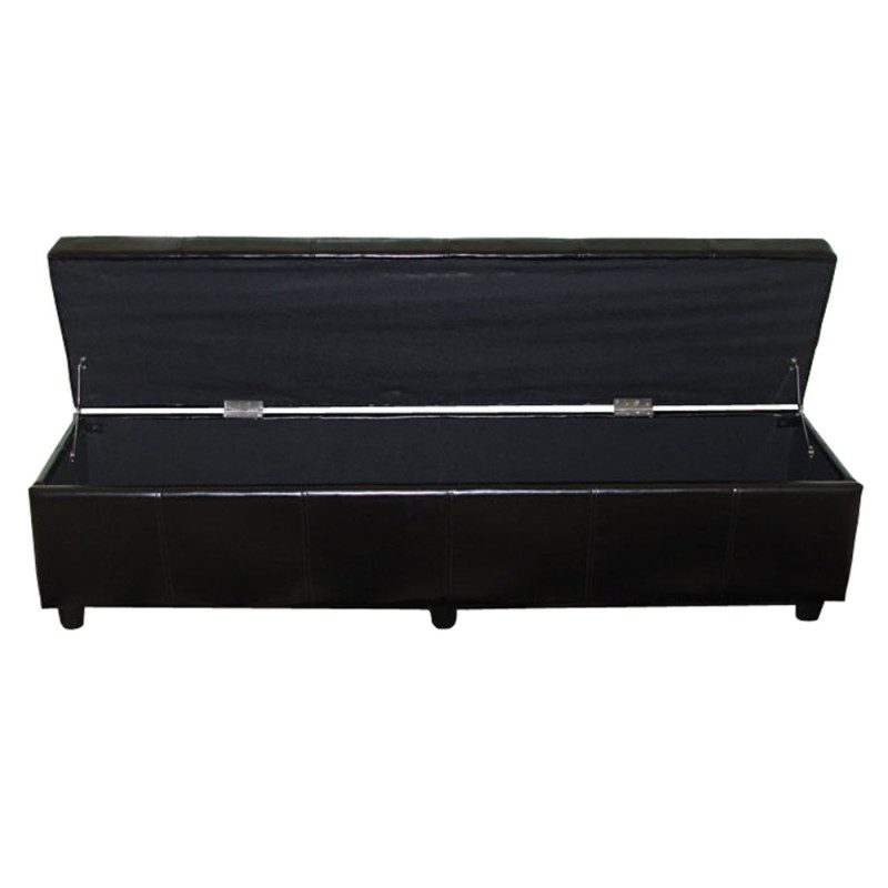 Banc banquette Kriens XXL, 180x45x45cm, cuir reconstitué, noir