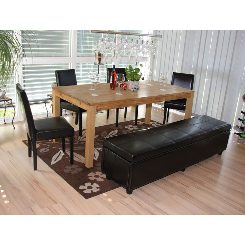 Banc banquette Kriens XXL, 180x45x45cm, cuir reconstitué, noir