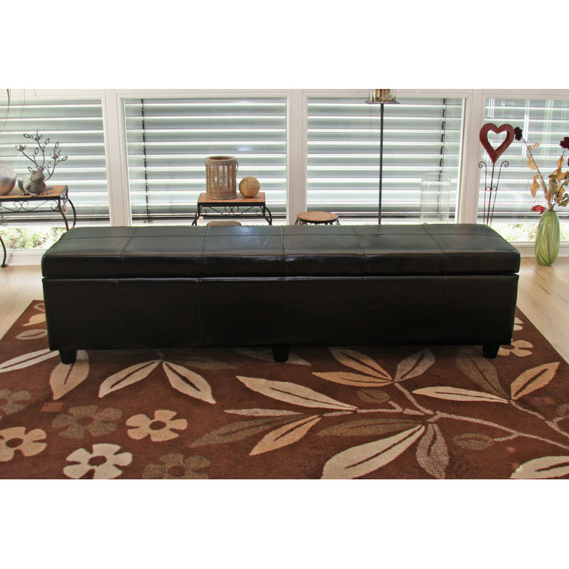 Banc banquette Kriens XXL, 180x45x45cm, cuir reconstitué, noir