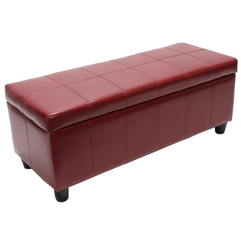 Banquette Kriens, coffre, banc, cuir + similicuir, 112x45x45cm - rouge