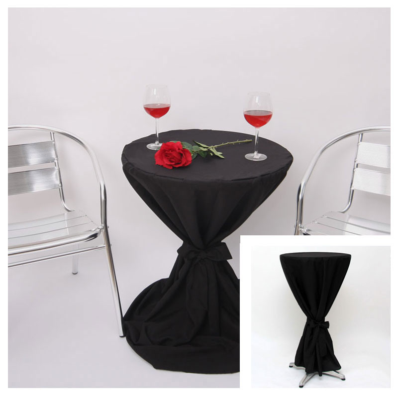 Housse de table avec ruban, 112cm, Ø60cm, noir