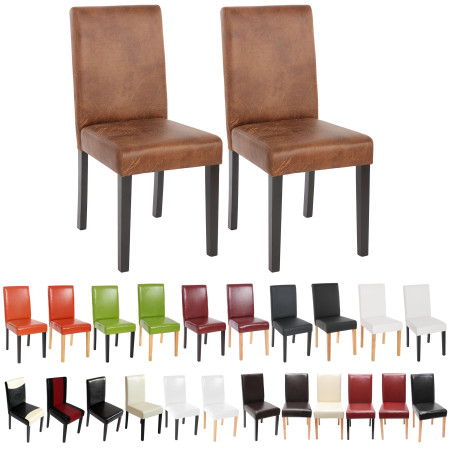 Lot de 2 chaises de séjour Littau - simili-cuir, crème, pieds foncés