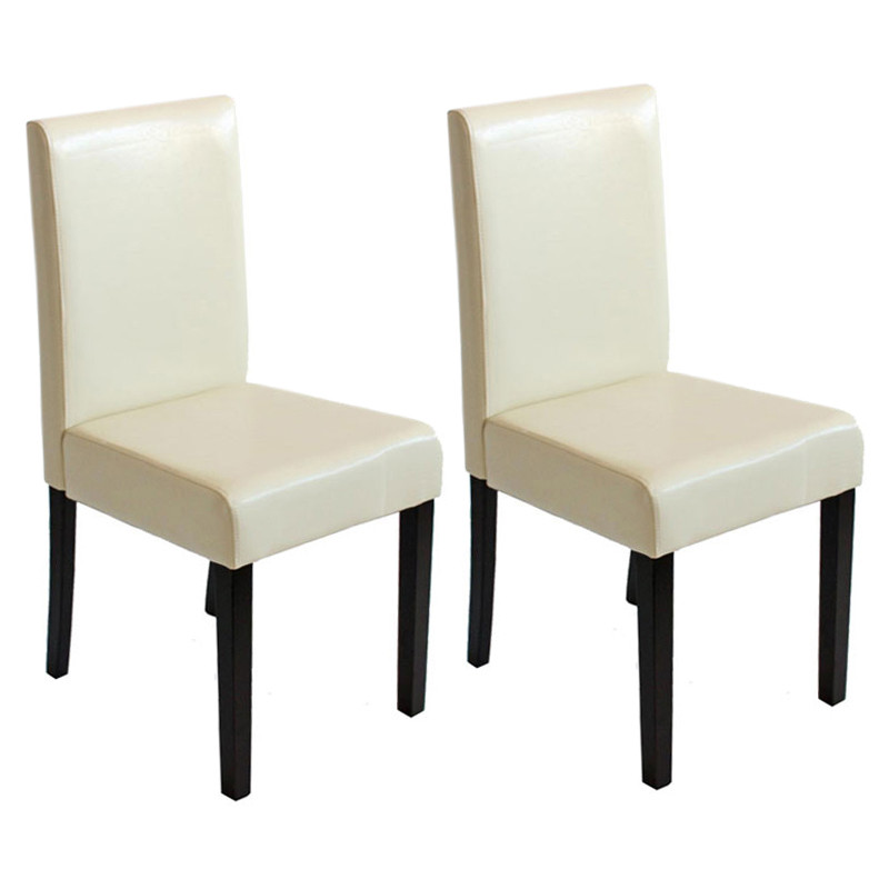 Lot de 2 chaises de séjour Littau - simili-cuir, crème, pieds foncés