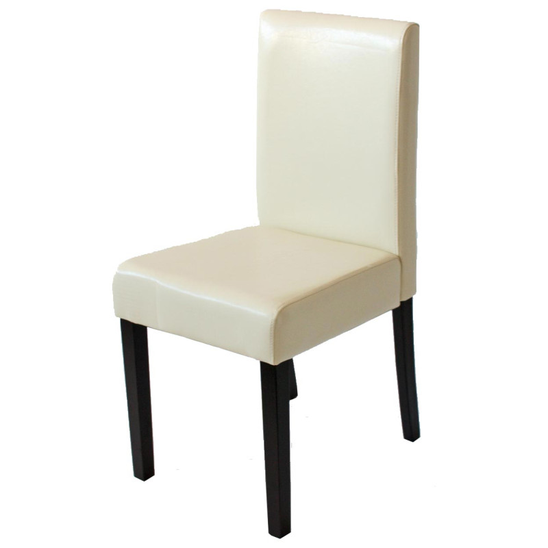 Lot de 2 chaises de séjour Littau - simili-cuir, crème, pieds foncés