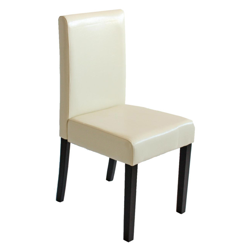 Lot de 2 chaises de séjour Littau - simili-cuir, crème, pieds foncés