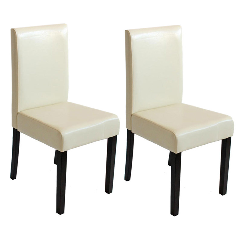 Lot de 2 chaises de séjour Littau - simili-cuir, crème, pieds foncés