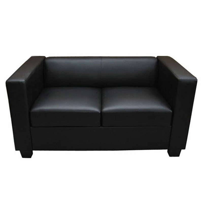 Canapé / sofa Lille, 2 places, 137x75x70cm, simili-cuir, noir