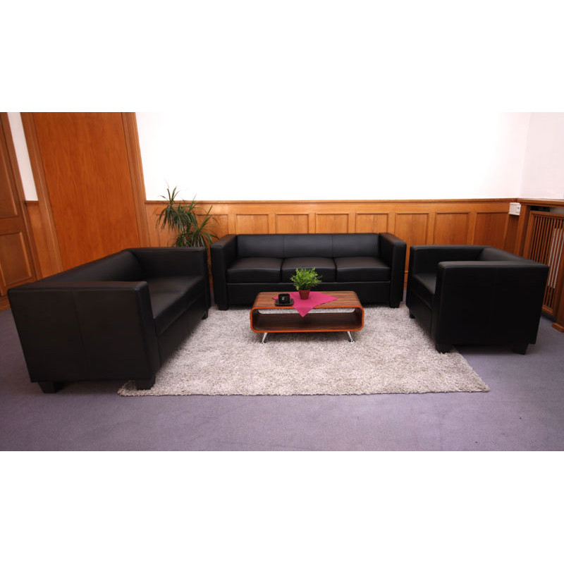 Canapé / sofa Lille, 2 places, 137x75x70cm, simili-cuir, noir