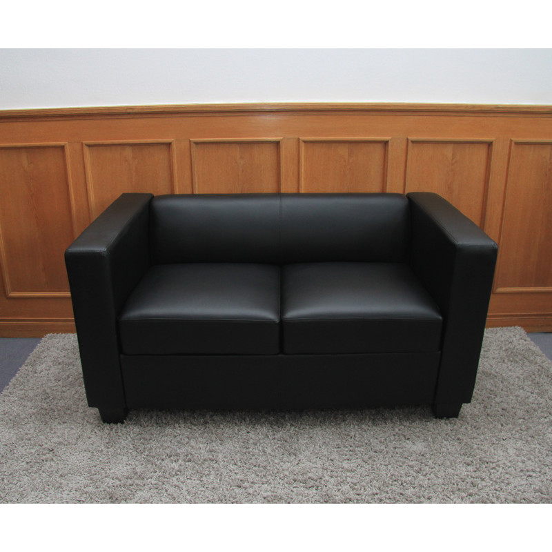 Canapé / sofa Lille, 2 places, 137x75x70cm, simili-cuir, noir