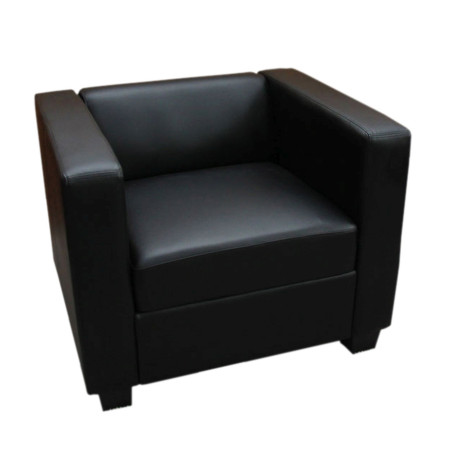 Fauteuil Club / Lounge Lille, 86x75x70cm, simili-cuir, noir