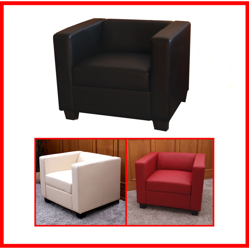 Fauteuil Club / Lounge Lille, 86x75x70cm, simili-cuir, noir