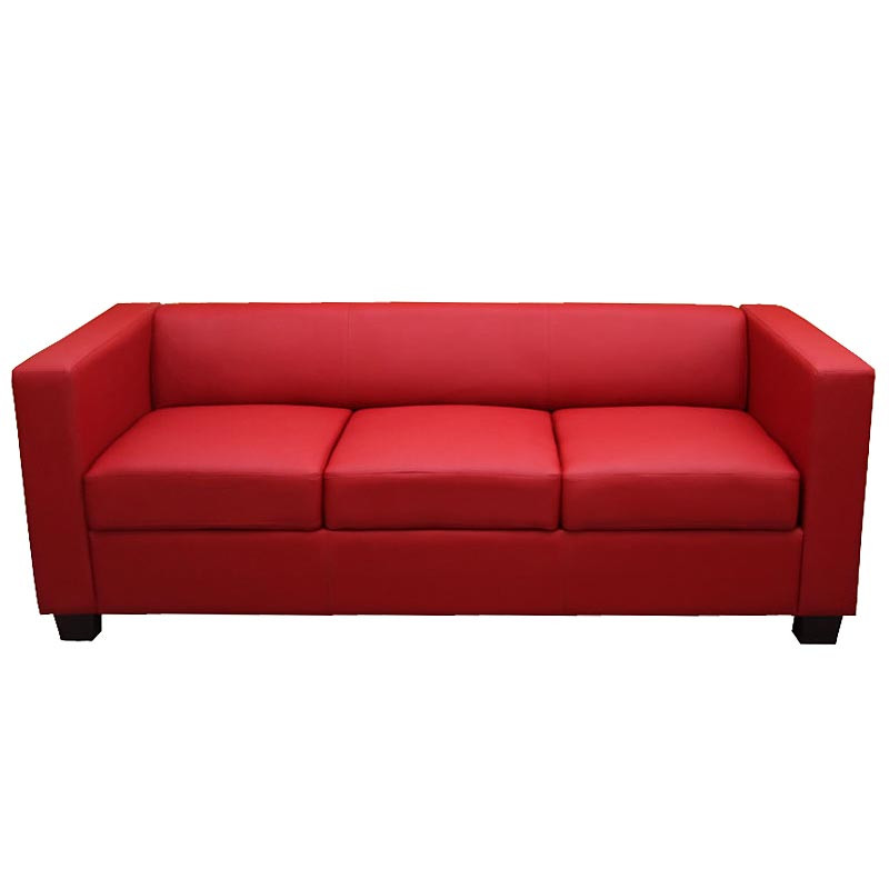 Canapé / sofa M65, 3 places, 191x75x70cm, simili-cuir, rouge