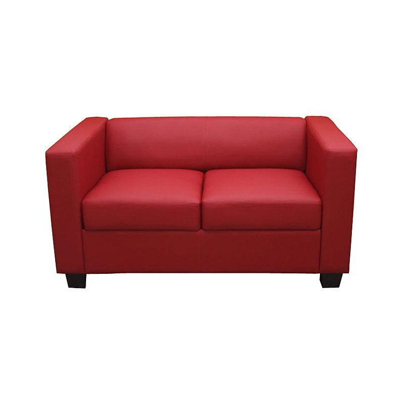 Canapé / sofa Lille, 2 places, 137x75x70cm, simili-cuir, rouge