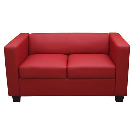 Canapé / sofa Lille, 2 places, 137x75x70cm, simili-cuir, rouge