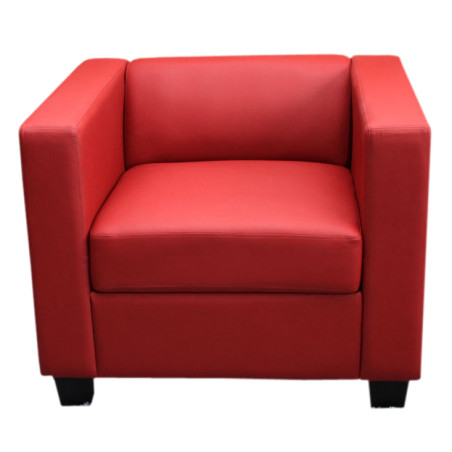 Fauteuil Club / Lounge Lille, 86x75x70cm, simili-cuir, rouge