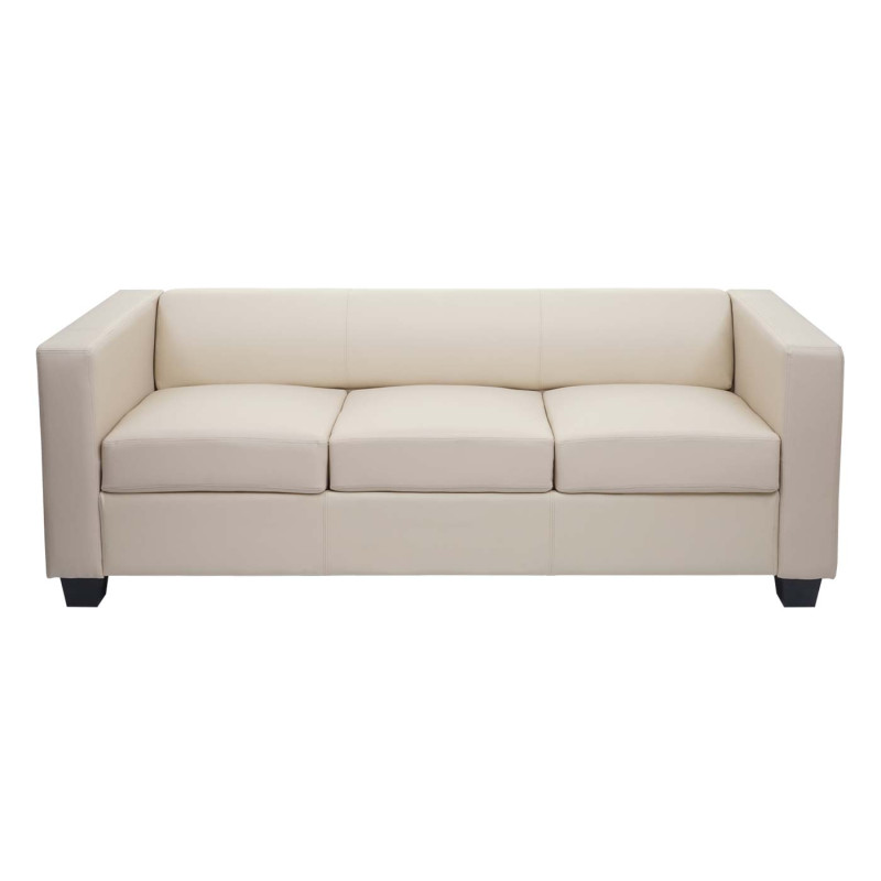 Canapé / sofa M65, 3 places, 191x75x70cm, simili-cuir, crème