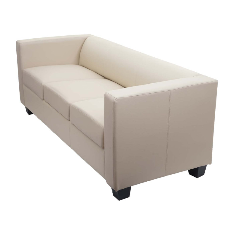 Canapé / sofa M65, 3 places, 191x75x70cm, simili-cuir, crème