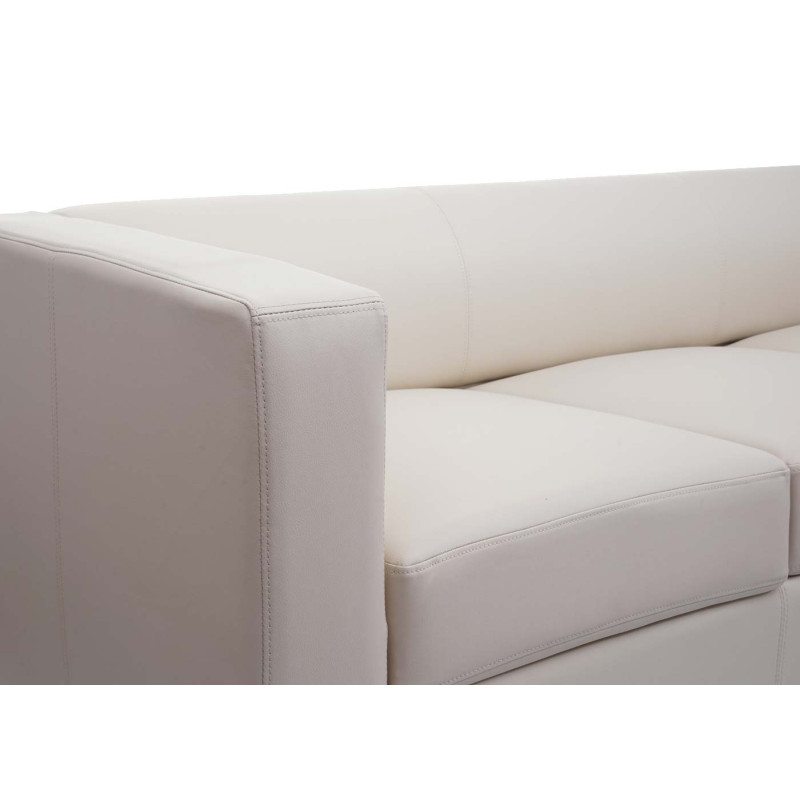 Canapé / sofa M65, 3 places, 191x75x70cm, simili-cuir, crème