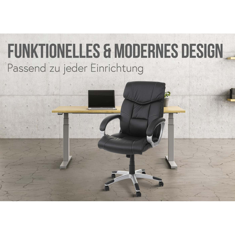 Fauteuil/siège de bureau M61, classique, similicuir, noir