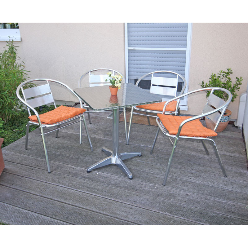 Ensemble bistro M64 table carrée + 4 chaises de jardin, aluminium, empilable