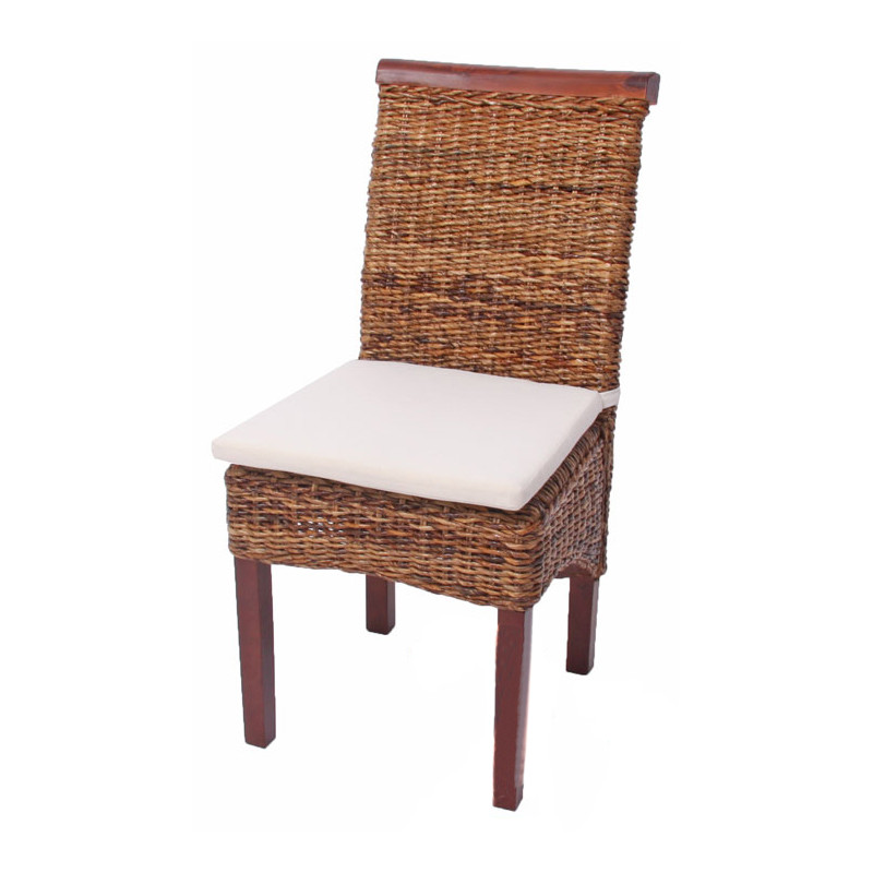 Lot de 2 chaises M45, banane tressée, 47x54x93cm, pieds marrons, avec coussin