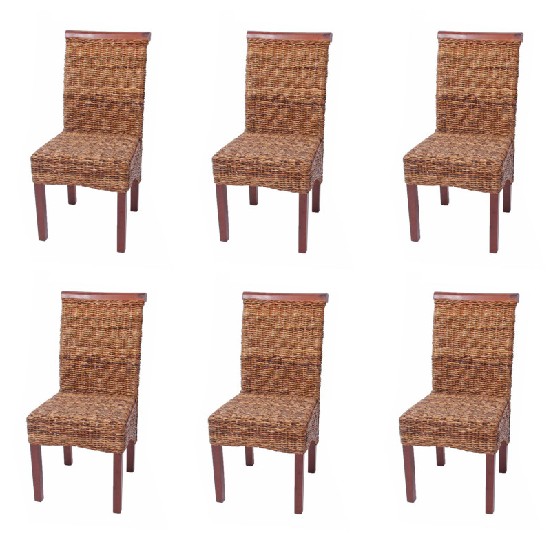 Lot de 6 chaises M45, banane tressée, 47x54x93cn, pieds marrons