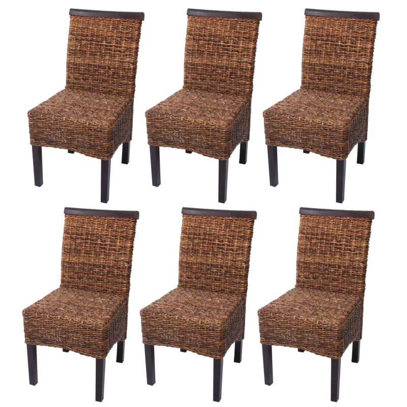 Lot de 6 chaises M45, banane tressée, 47x54x93cn, pieds foncés