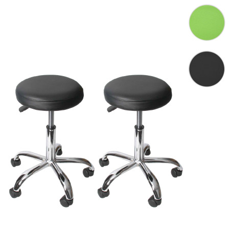 2x tabouret Windhoek pour cabinet médical / salon de beauté - similicuir, noir