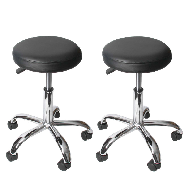 2x tabouret Windhoek pour cabinet médical / salon de beauté - similicuir, noir