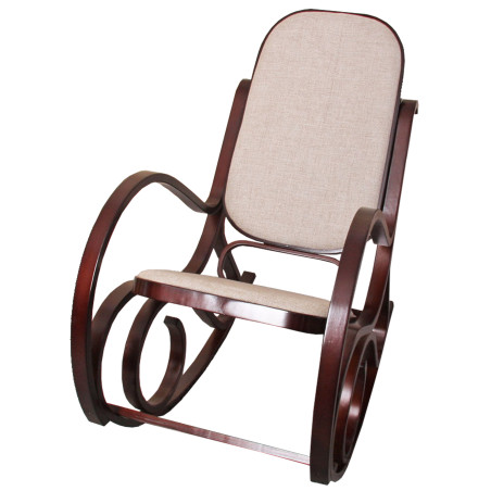 Rocking-chair, fauteuil à bascule M41, imitation noyer, tissu beige