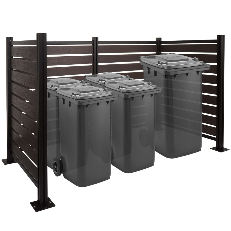 Alu clôtures pour poubelles habillage pour poubelles, aspect bois extensible 130x206x110cm - anthracite