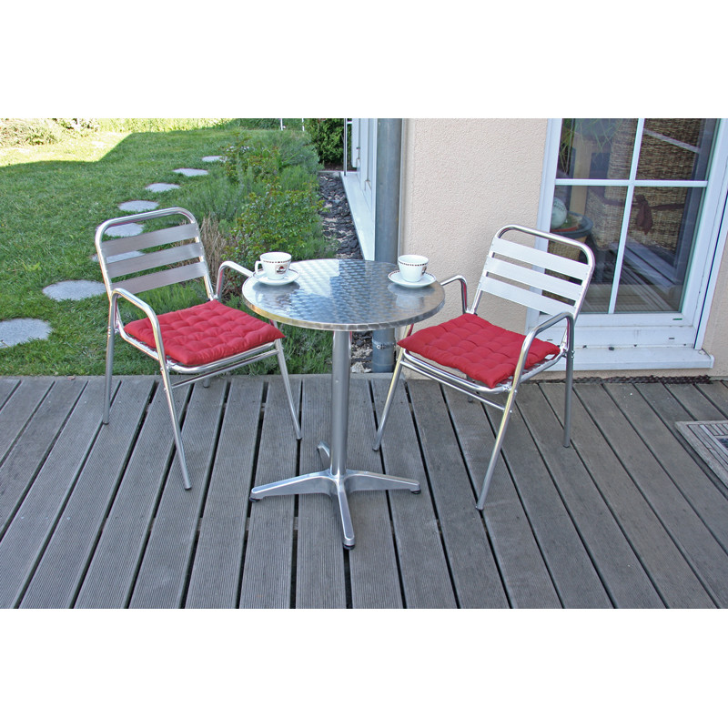 Garniture de bistro, ensemble chaises et table de jardin, aluminium, empilable - table ronde + 2x chaise