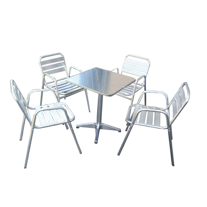 Ensemble bistrot M28, aluminium, table carrée + 4 chaises